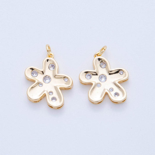 18K Gold Filled Daisy Pendant Mini Flower Charm Bracelet Necklace for DIY Jewelry Making Supply AF-808