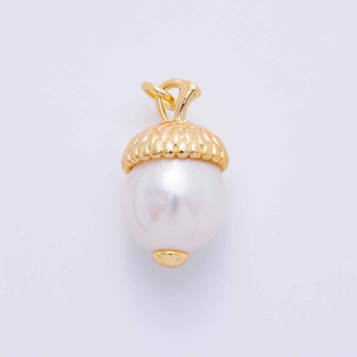 3D Dainty Pearl White Acorn Charm Wildlife Oak Tree Nut Pendant Fall Harvest Thanksgiving Jewelry Inspired AH-628