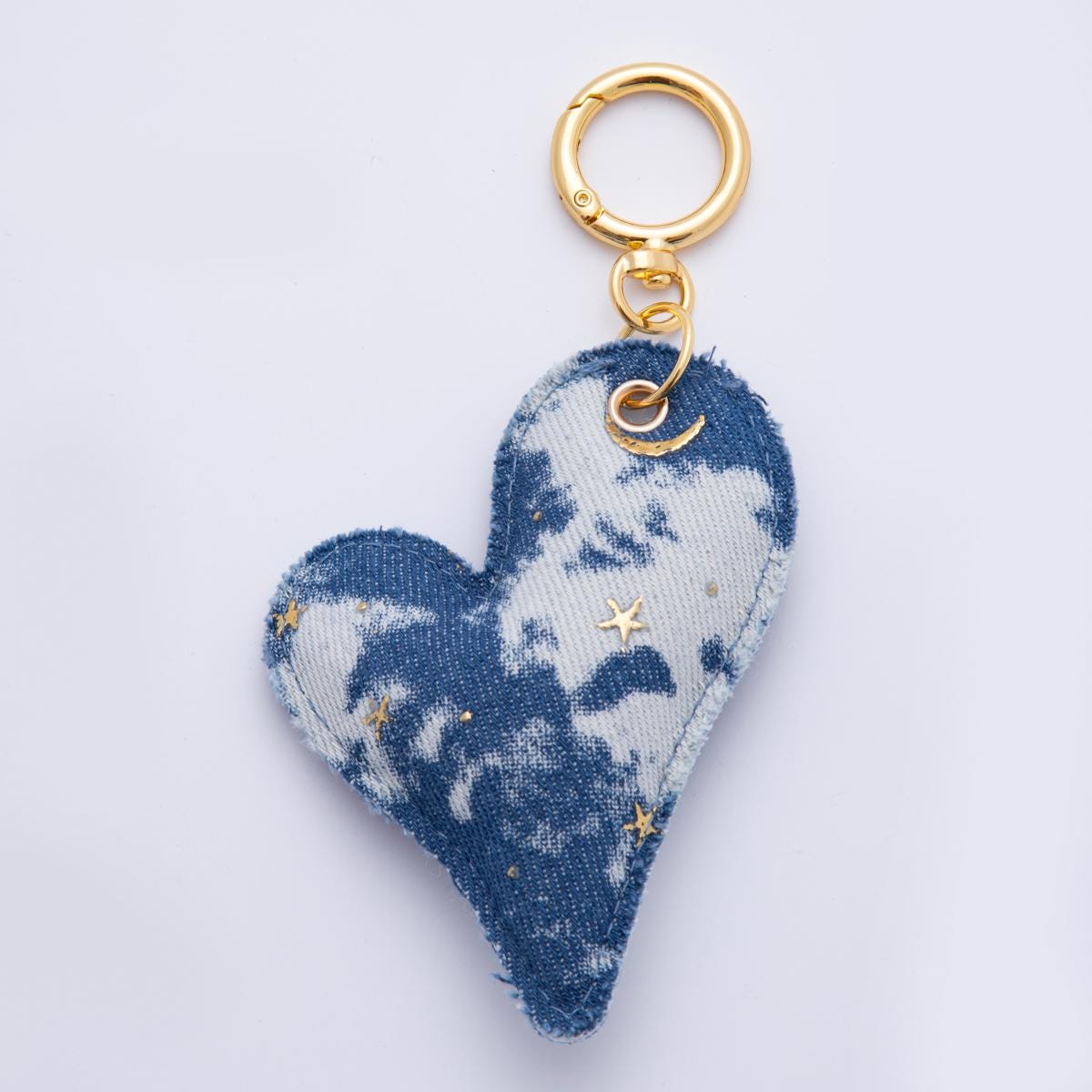 Handcrafted Jeans Blue Denim Keychain in Heart Shaped for Backpack Purse Back to School Charm WA-3415
