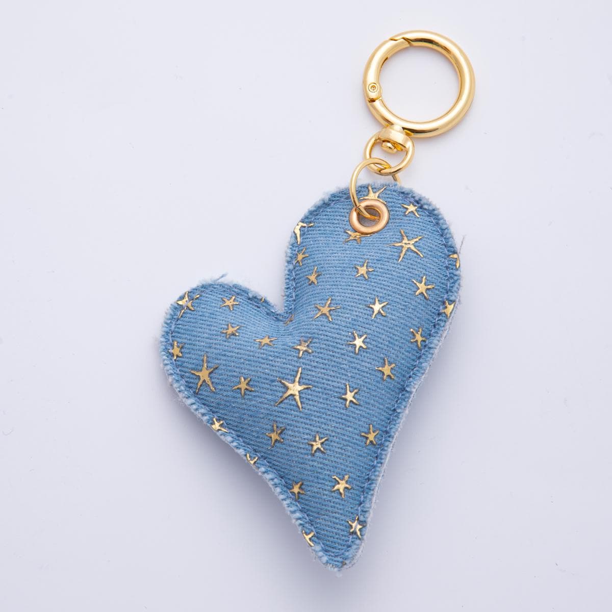 Handcrafted Jeans Blue Denim Keychain in Heart Shaped for Backpack Purse Back to School Charm WA-3415