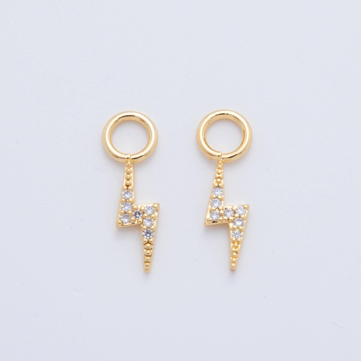 18K Gold Filled Micro Paved Thunder Lightning Bolt Add-On Drop Earring Charm | AF747