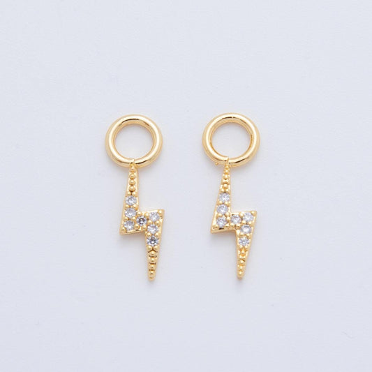 18K Gold Filled Micro Paved Thunder Lightning Bolt Add-On Drop Earring Charm | AF747