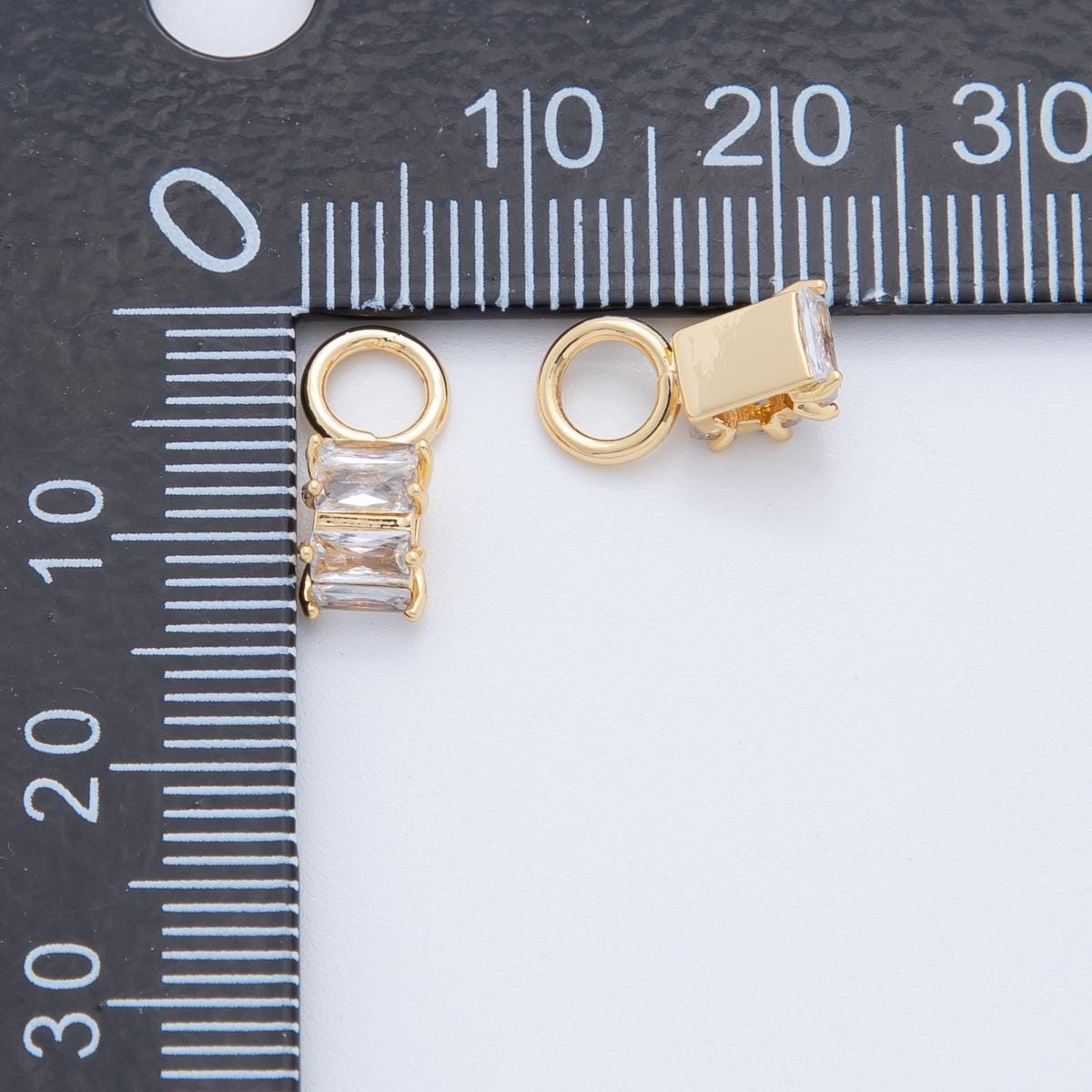18K Gold Filled Double Baguette CZ Add-On Drop Earring Charm | AF751