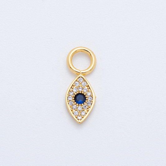 18K Gold Filled Blue Evil Eye Micro Paved Add-On Drop Earring Charm | AF759