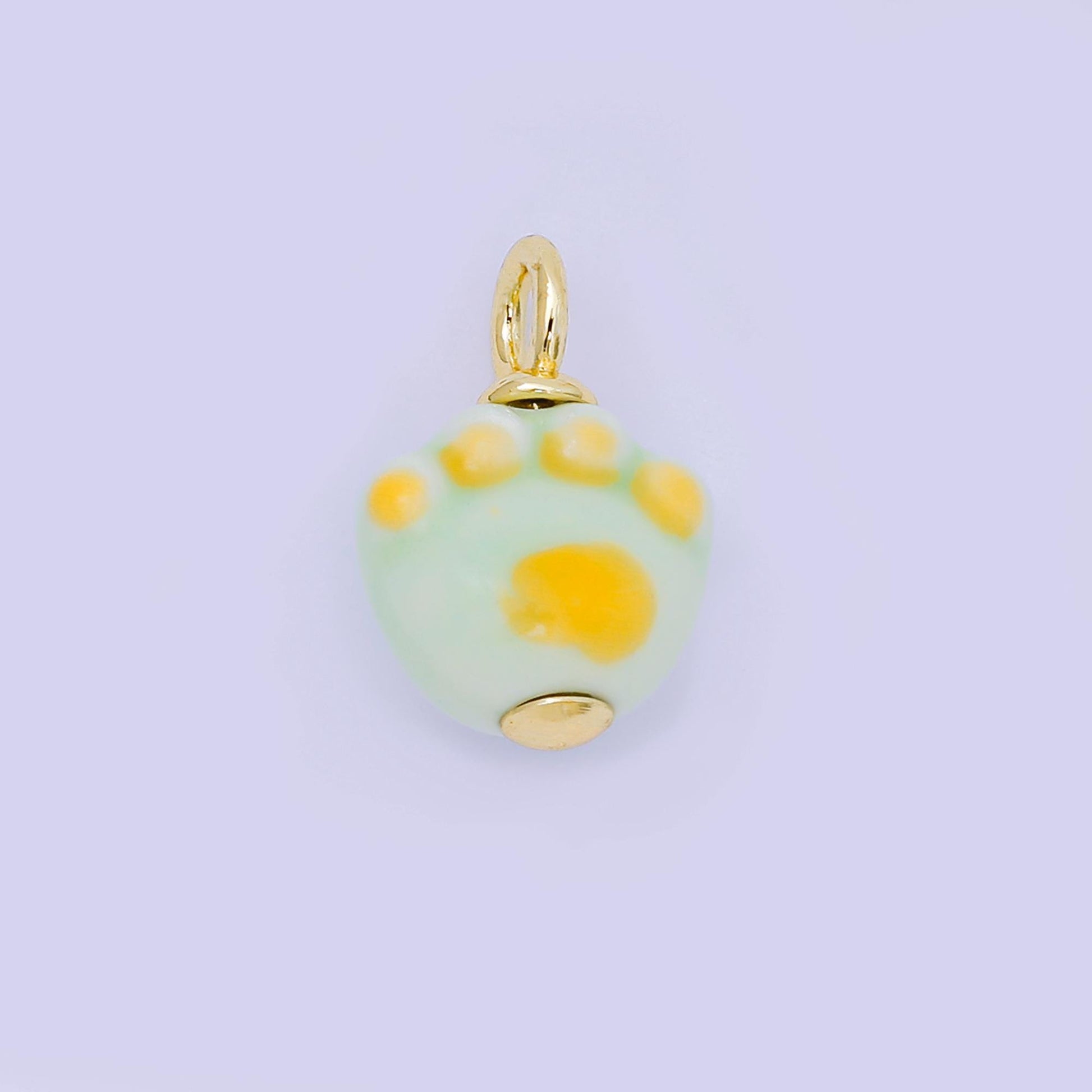 18K Gold Filled Ceramic Bear Paw Print Charm Drop Pendant | N-147