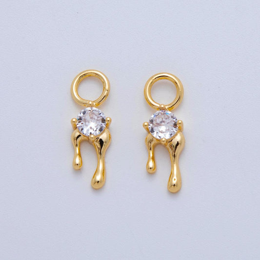 18K Gold Filled Clear CZ Molten Add-On Drop Earring Charm | AF766