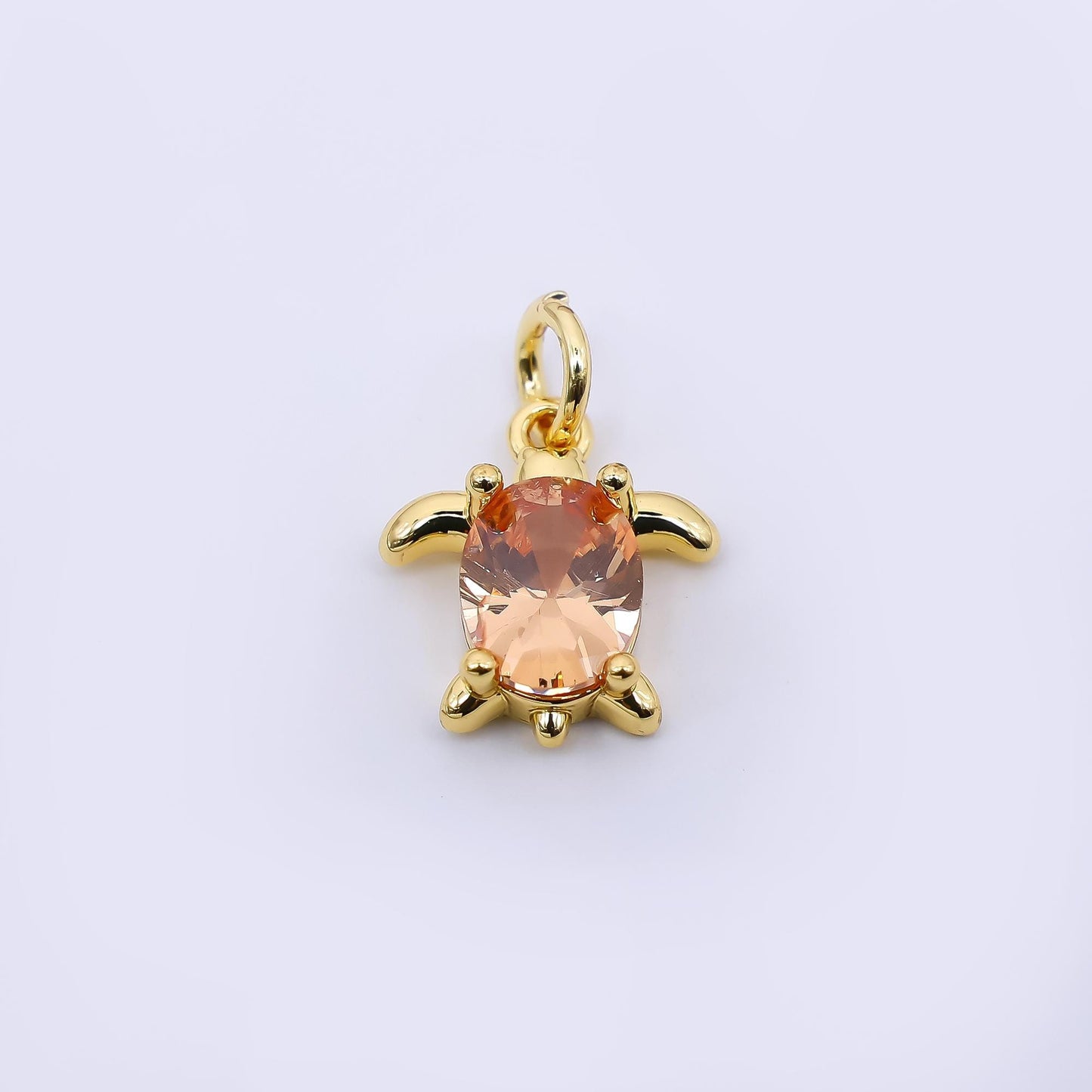 14k gold filled Champagne oval cz turtle animal add-on charm | AF-474
