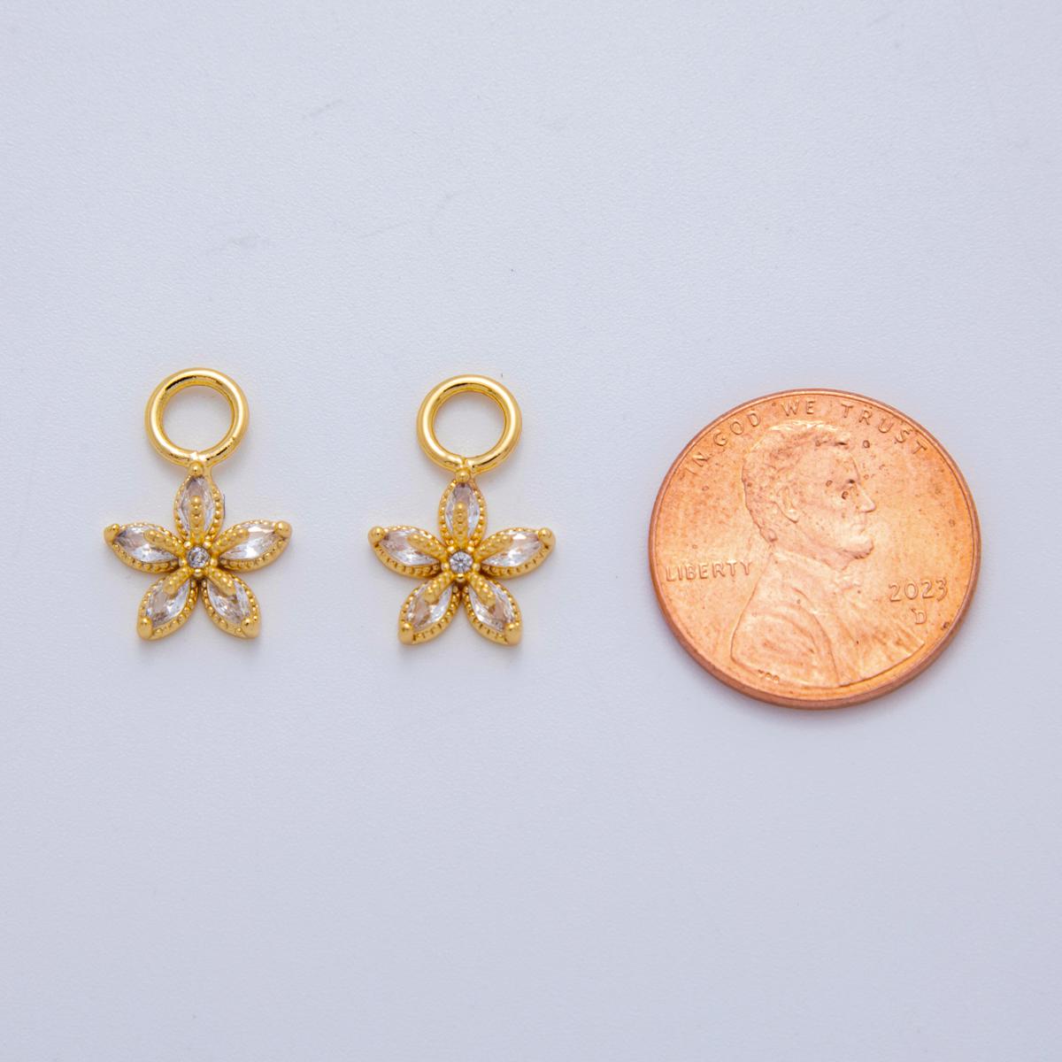 18K Gold Filled Marquise CZ Flower Add-On Drop Earring Charm | AF768