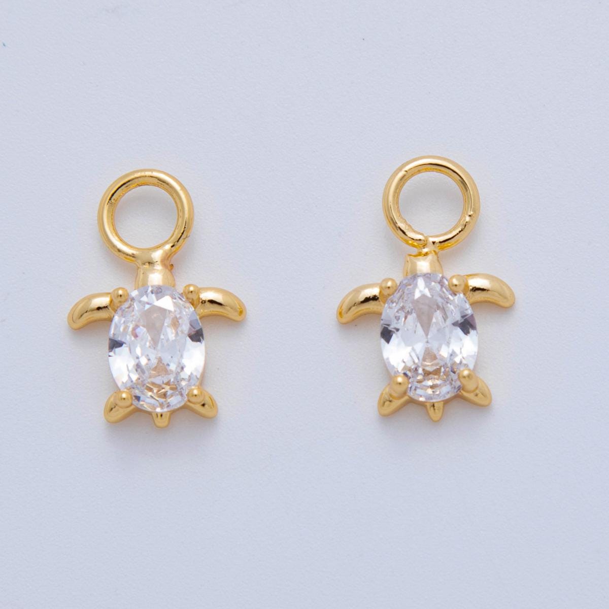 18K Gold Filled CZ Turtle Tortoise Add-On Drop Earring Charm | AF769