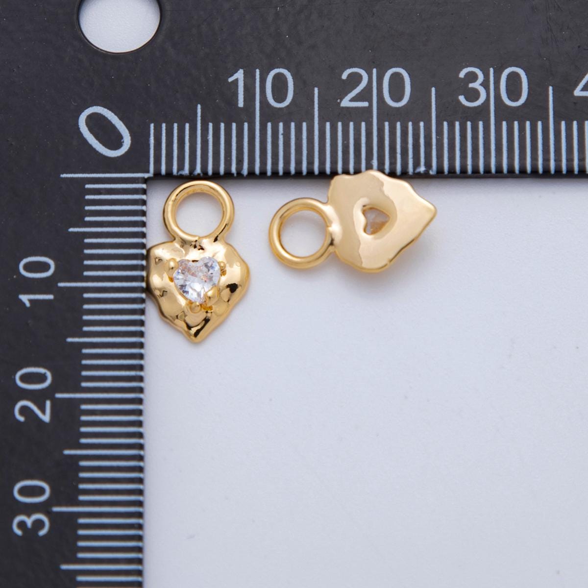 18K Gold Filled Clear CZ Heart Molten Add-On Drop Earring Charm | AF771