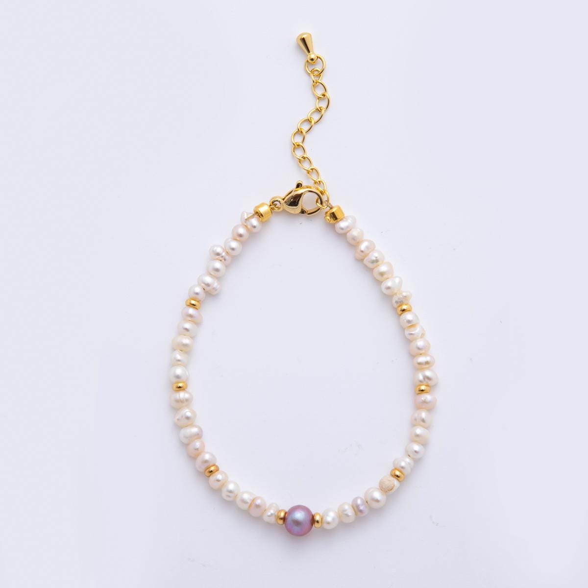 Handmade White Freshwater Pearl Gemstone 6.3 Inch + 1.5 Xtender Bracelet | WA-3379