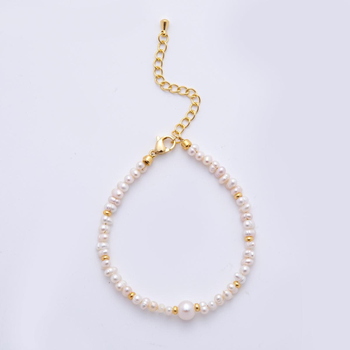 Handmade White Freshwater Pearl Gemstone 6.3 Inch + 1.5 Xtender Bracelet | WA-3379