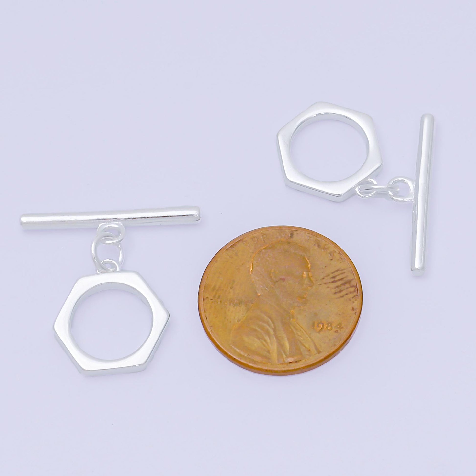 S925 sterling silver ot clasp Minimalist Toggle clasp 14mm hexagon clasp simple end clasp for Bracelet Necklace Supply SL-671