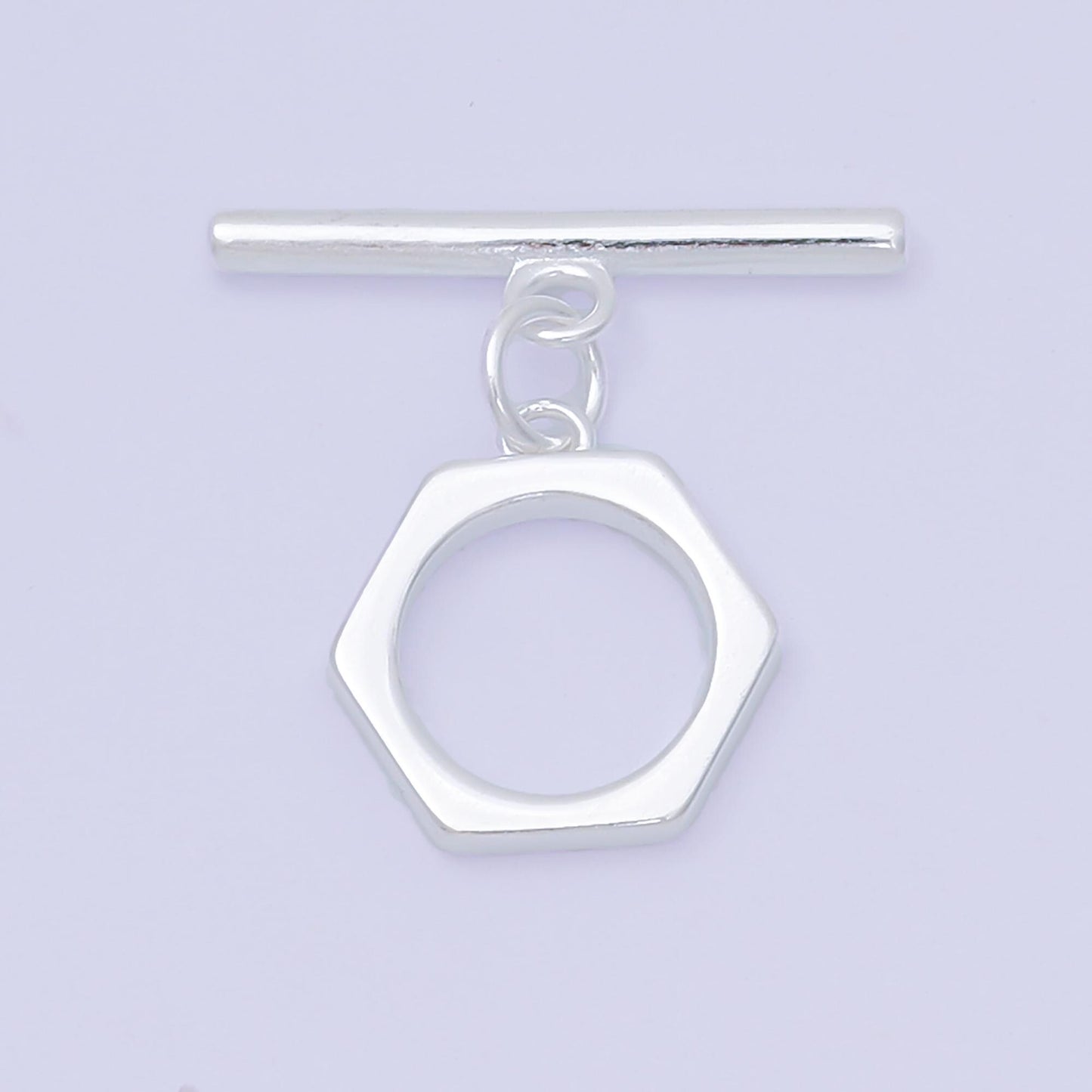 S925 sterling silver ot clasp Minimalist Toggle clasp 14mm hexagon clasp simple end clasp for Bracelet Necklace Supply SL-671