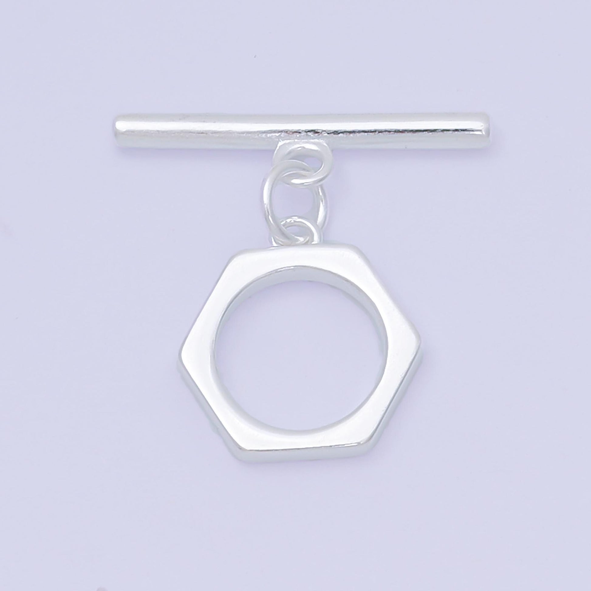 S925 sterling silver ot clasp Minimalist Toggle clasp 14mm hexagon clasp simple end clasp for Bracelet Necklace Supply SL-671