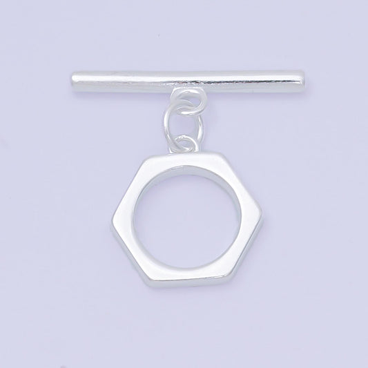 S925 sterling silver ot clasp Minimalist Toggle clasp 14mm hexagon clasp simple end clasp for Bracelet Necklace Supply SL-671
