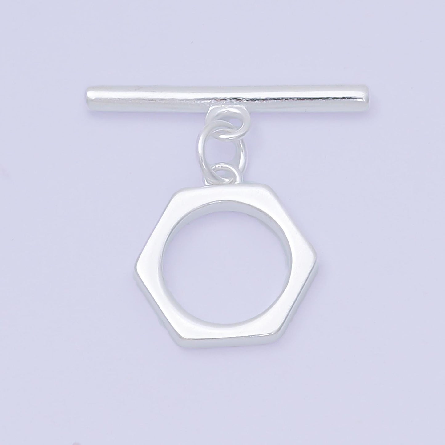 S925 sterling silver ot clasp Minimalist Toggle clasp 14mm hexagon clasp simple end clasp for Bracelet Necklace Supply SL-671