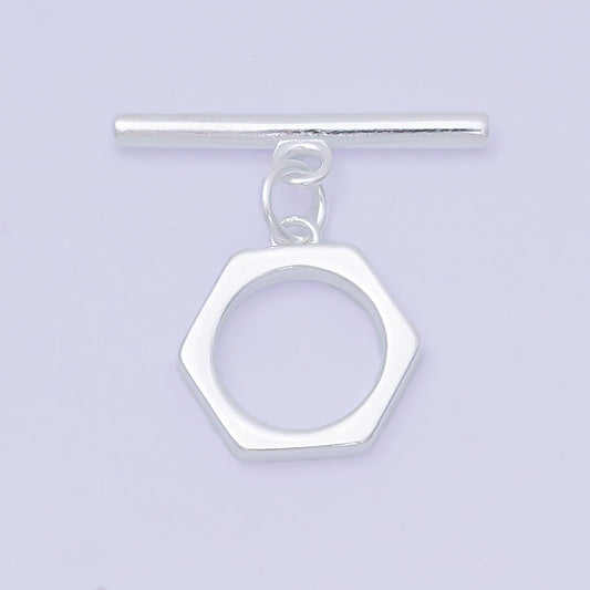 S925 sterling silver ot clasp Minimalist Toggle clasp 14mm hexagon clasp simple end clasp for Bracelet Necklace Supply SL-671