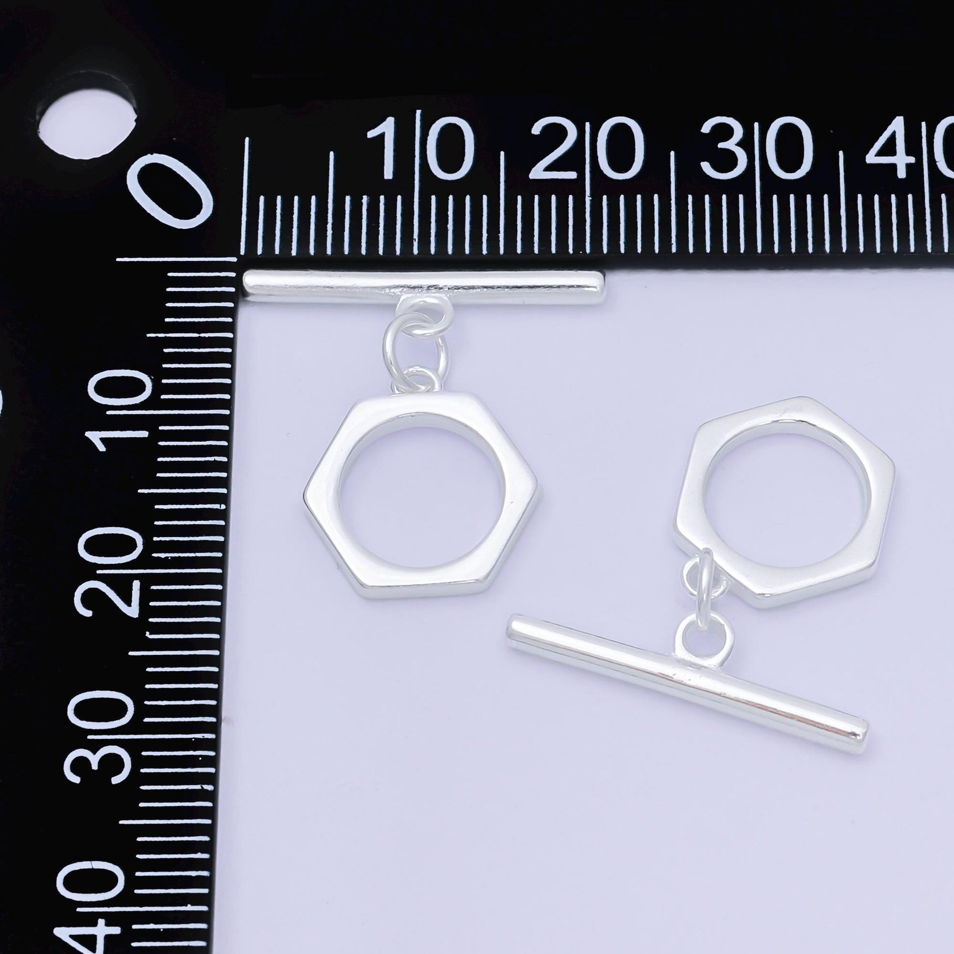 S925 sterling silver ot clasp Minimalist Toggle clasp 14mm hexagon clasp simple end clasp for Bracelet Necklace Supply SL-671