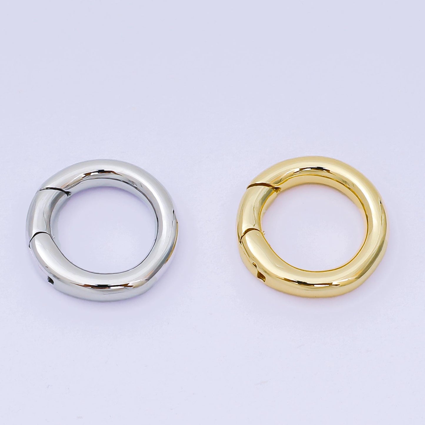 24k gold filled 14mm push round spring gate ring  findings supply | l-077
