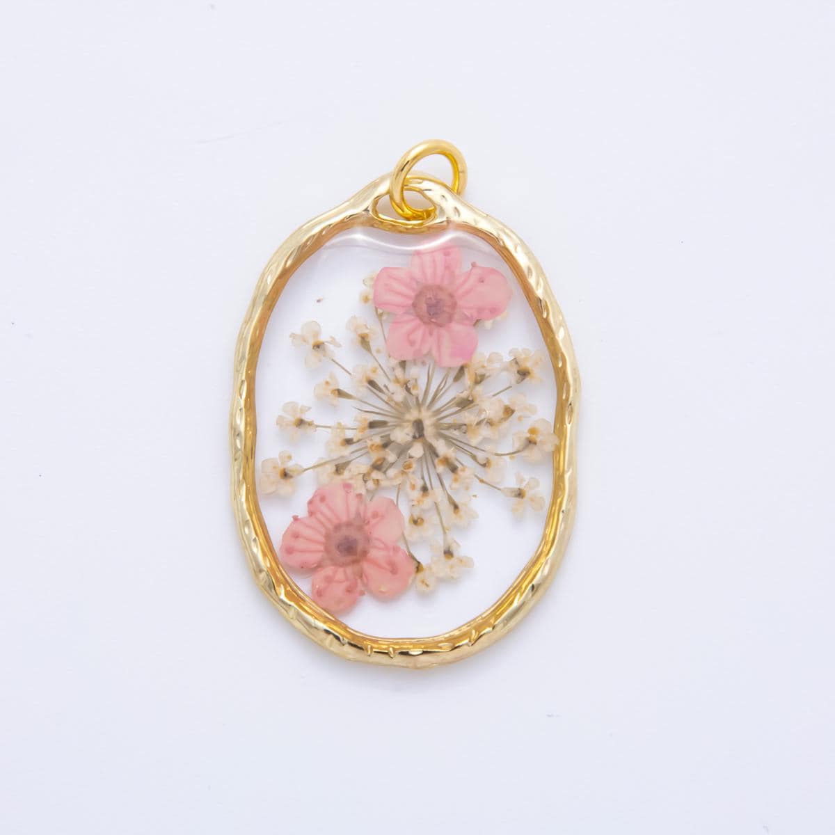 18K Gold Filled 31mm Oval Resin of Wildflower Charm | AH846 - AH848