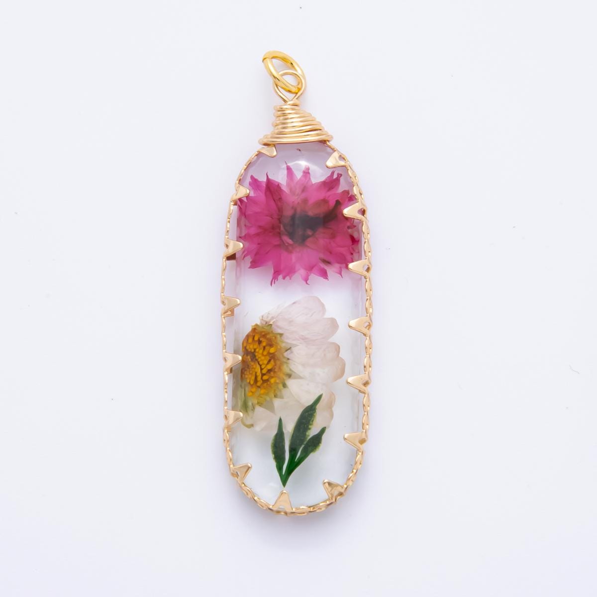 18K Gold Filled 15mm Resin Capsule Memories Flower Charm | AH856 AH857