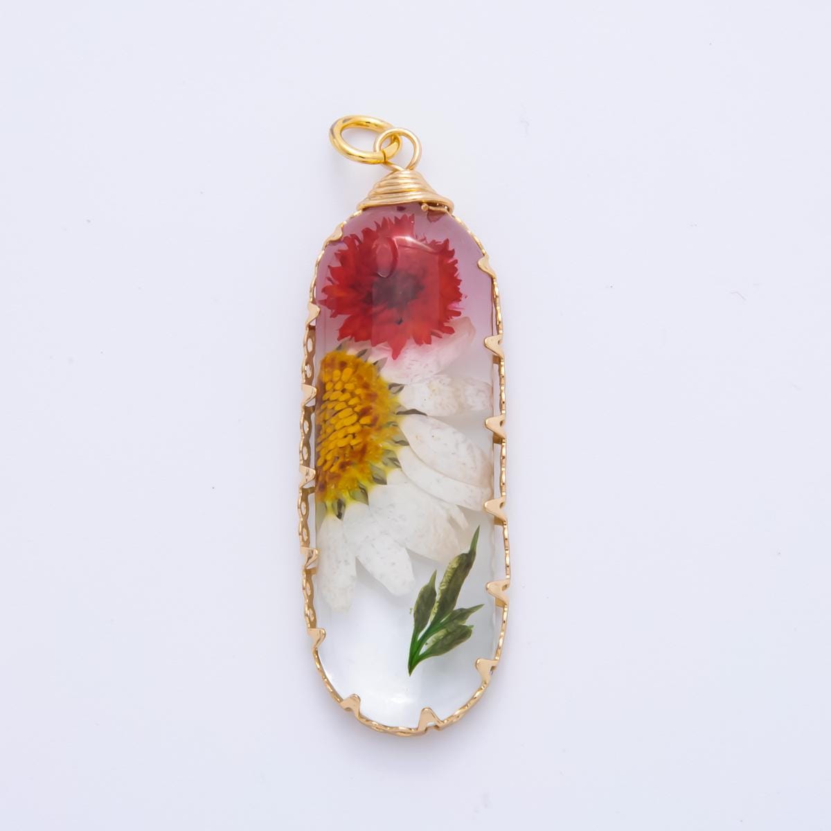18K Gold Filled 15mm Resin Capsule Memories Flower Charm | AH856 AH857