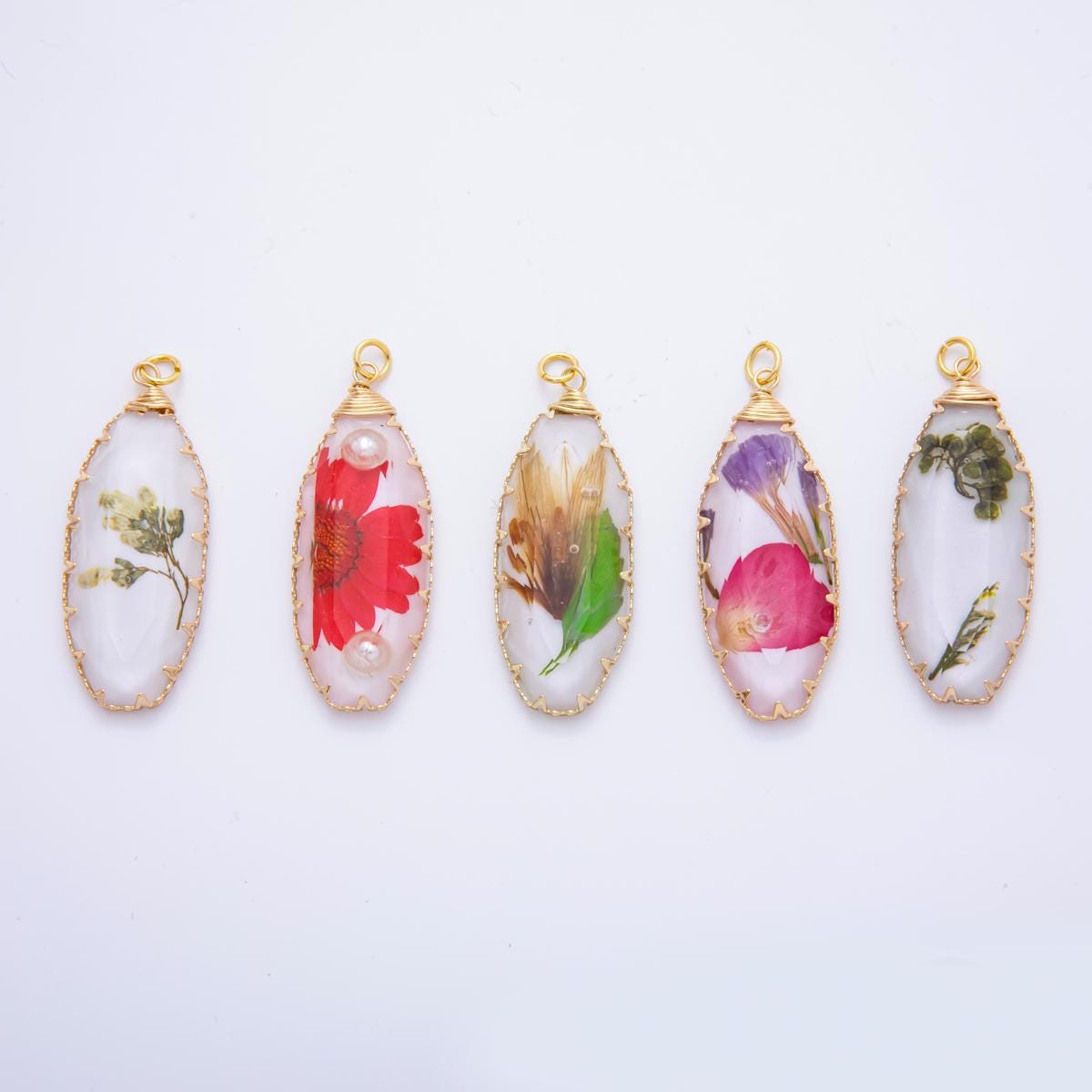 18K Gold Filled 45mm Eternal Petal Bloom Flower Resin Charm | AH860 - AH864