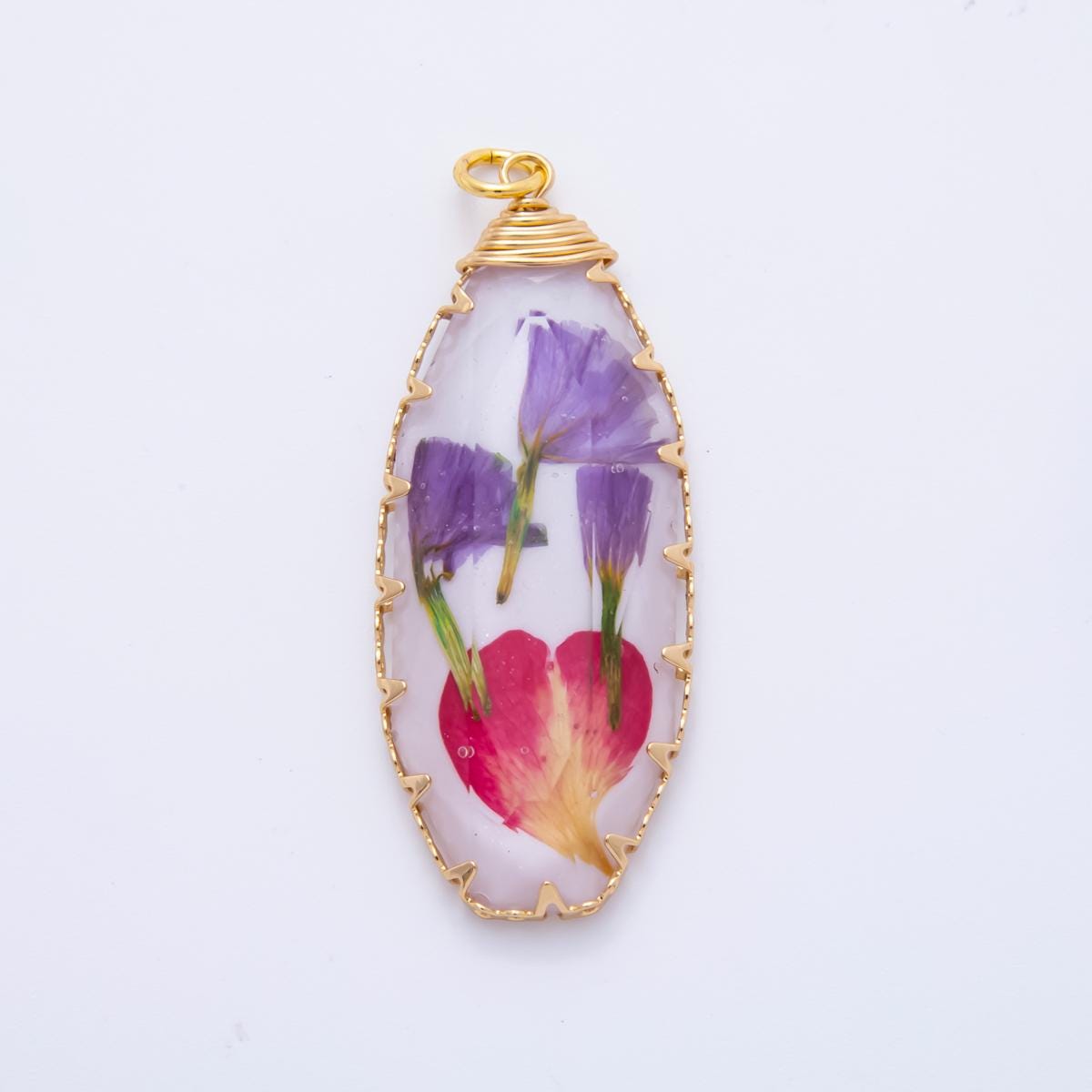 18K Gold Filled 45mm Eternal Petal Bloom Flower Resin Charm | AH860 - AH864