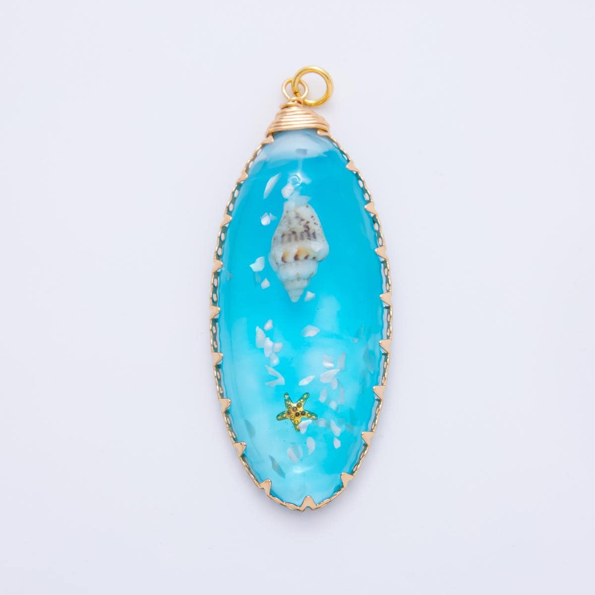 18K Gold Filled 55mm Resin Blue Sea Life Charm | AH865