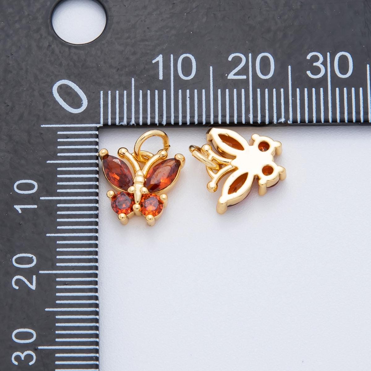 Mini Cubic Zirconia Butterfly charm, Purple Orange CZ Charm Monarch Insect Animal Summer Trend Jewelry for Earring Bracelet Necklace C-538