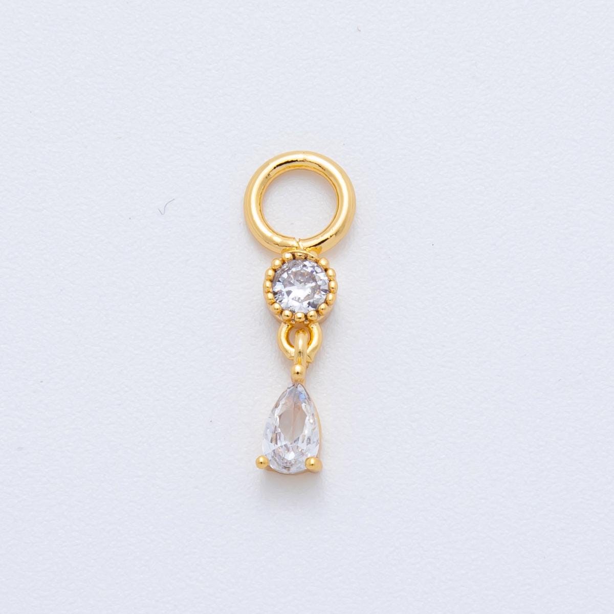 18K Gold Filled Drop Tear Drop CZ Charm Pendant Geometric Charm for Earring Supply C-455
