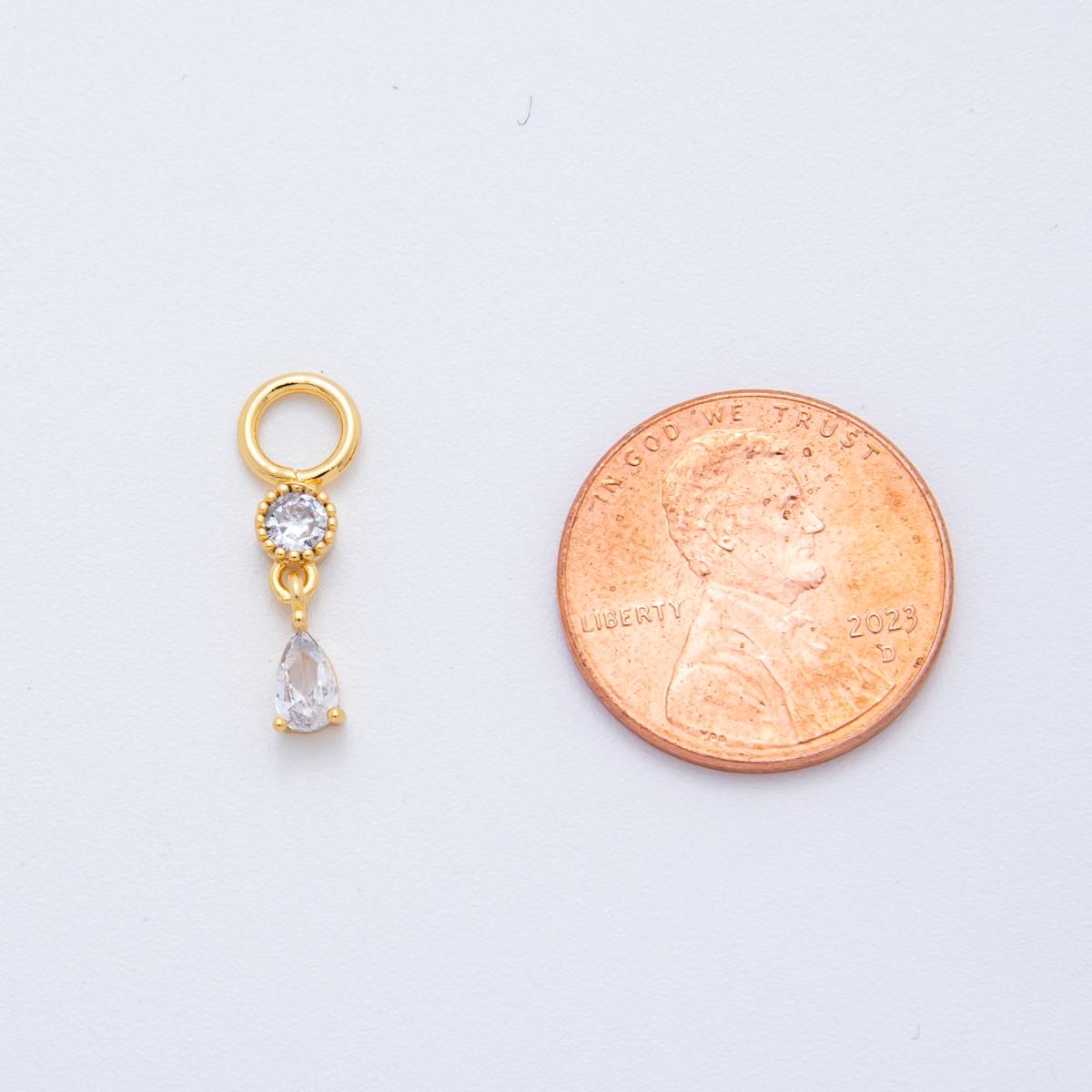 18K Gold Filled Drop Tear Drop CZ Charm Pendant Geometric Charm for Earring Supply C-455