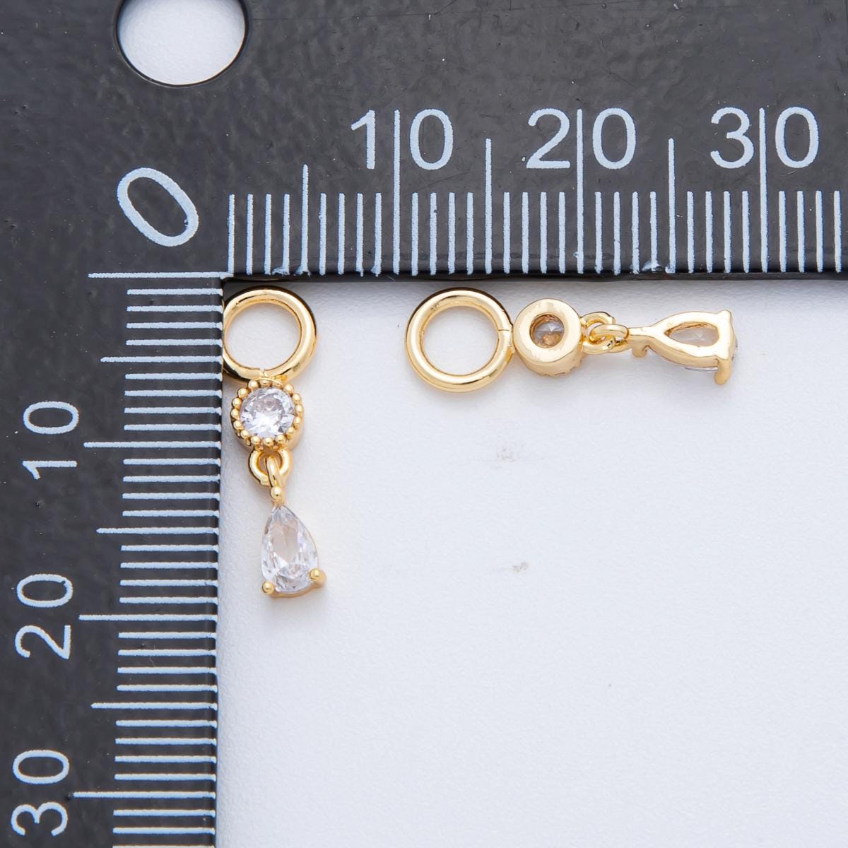 18K Gold Filled Drop Tear Drop CZ Charm Pendant Geometric Charm for Earring Supply C-455