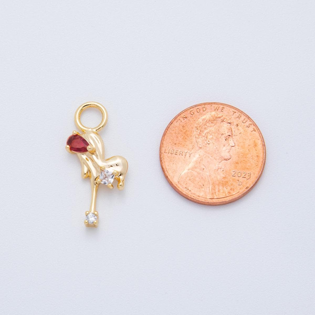18K Gold Filled Heart Dripping CZ Add-On Drop Earring Charm for Love Jewelry | C489