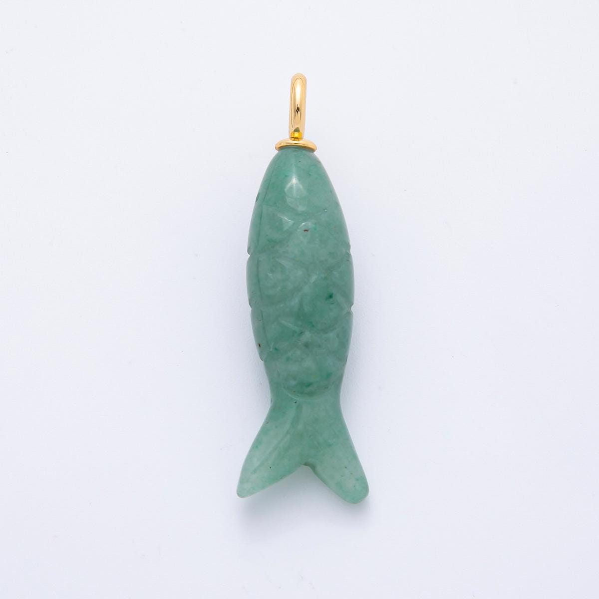 Dainty Gemstone Fish Pendant Natural Stone Sardine Fish Charm for Necklace Bracelet Jewelry Making Supply 18k Gold Filled Charm C-919