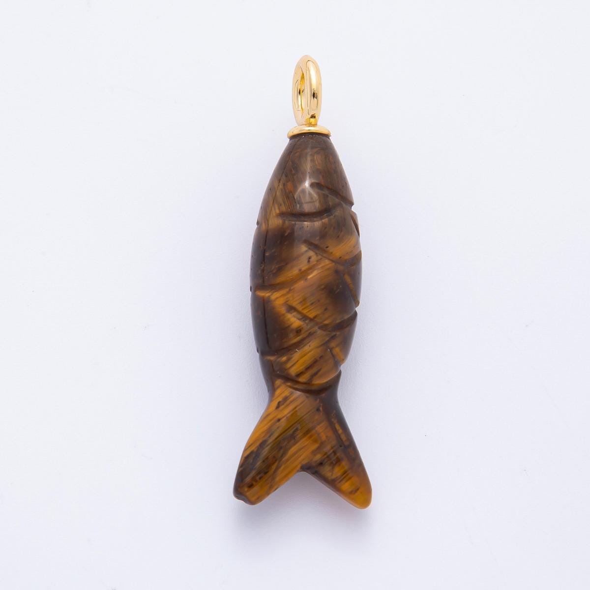 Dainty Gemstone Fish Pendant Natural Stone Sardine Fish Charm for Necklace Bracelet Jewelry Making Supply 18k Gold Filled Charm C-919