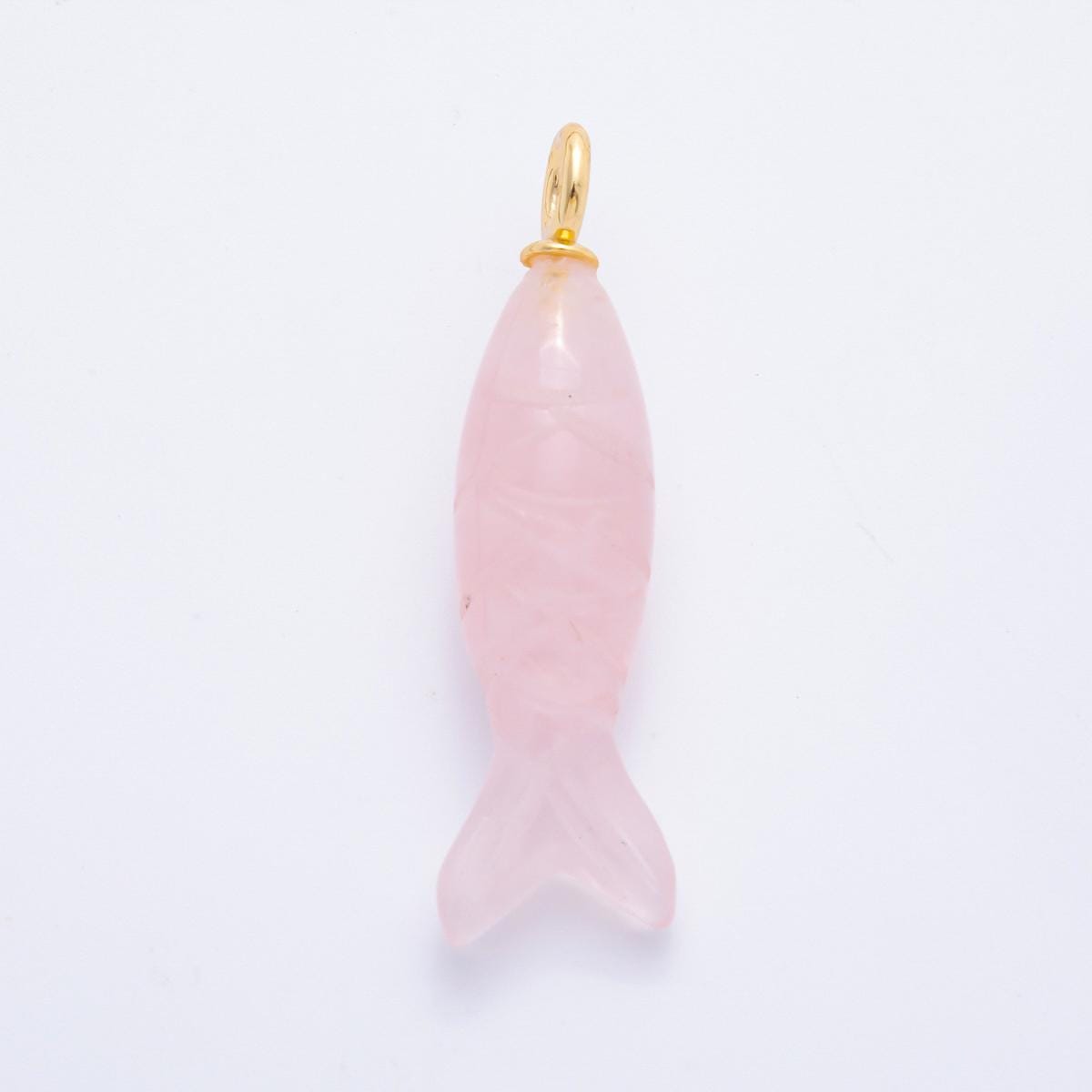 Dainty Gemstone Fish Pendant Natural Stone Sardine Fish Charm for Necklace Bracelet Jewelry Making Supply 18k Gold Filled Charm C-919