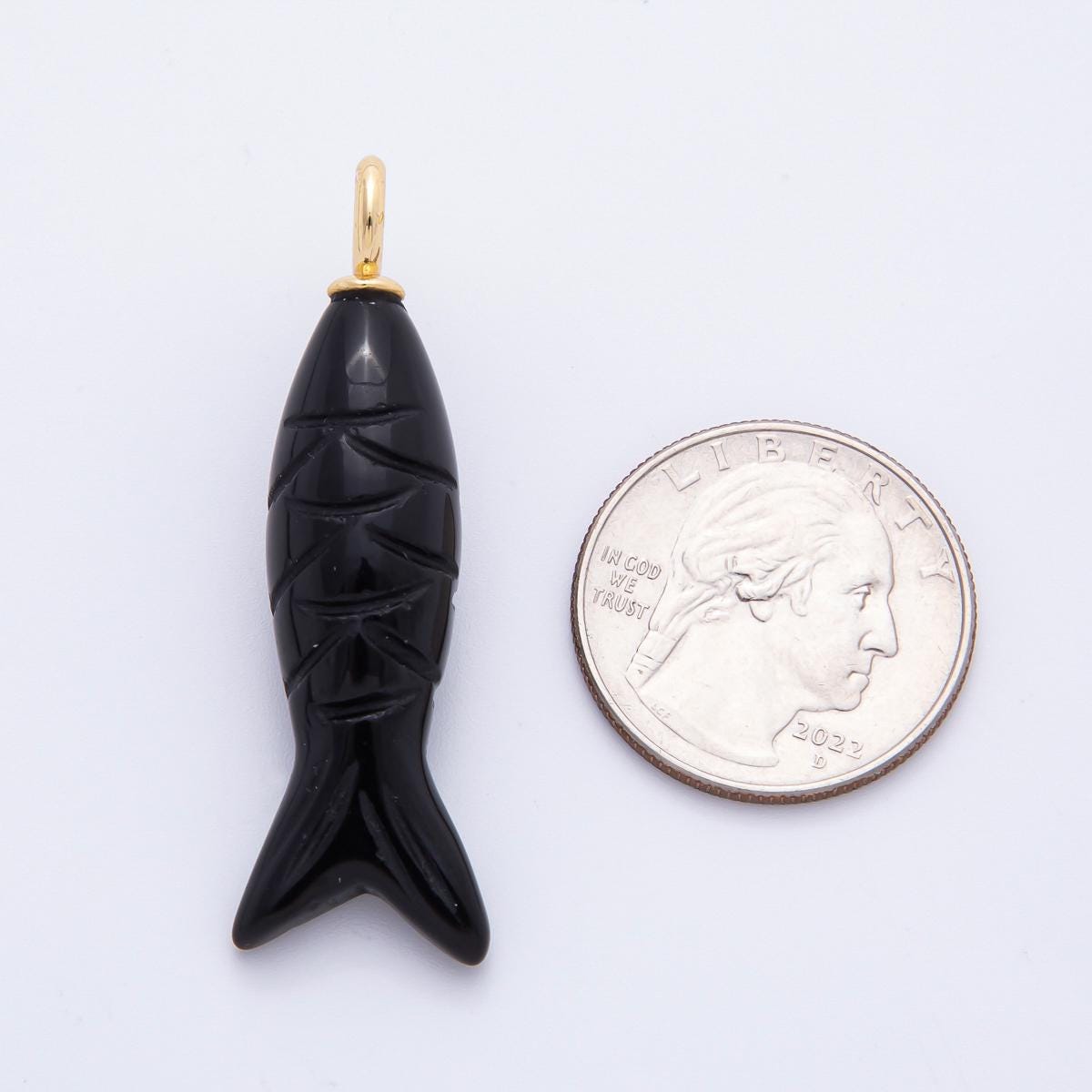 Dainty Gemstone Fish Pendant Natural Stone Sardine Fish Charm for Necklace Bracelet Jewelry Making Supply 18k Gold Filled Charm C-919