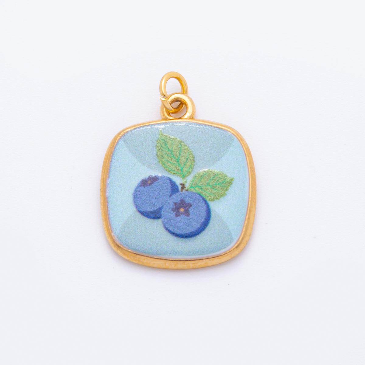 Hand-Painted Enamel Fruits Charm for necklace Bracelet Artsy Painting Mushroom Pendant PVD Gold Stainless Steel Tarnish Free Charm J-073