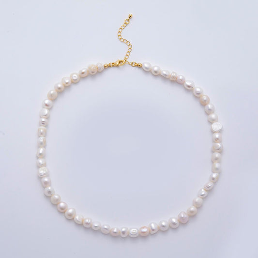 8.2mm freshwater pearl necklace Genuine White Fresh Water pearl necklace, bridal pearl necklace bridesmaid pearls wedding jewelry WA3474