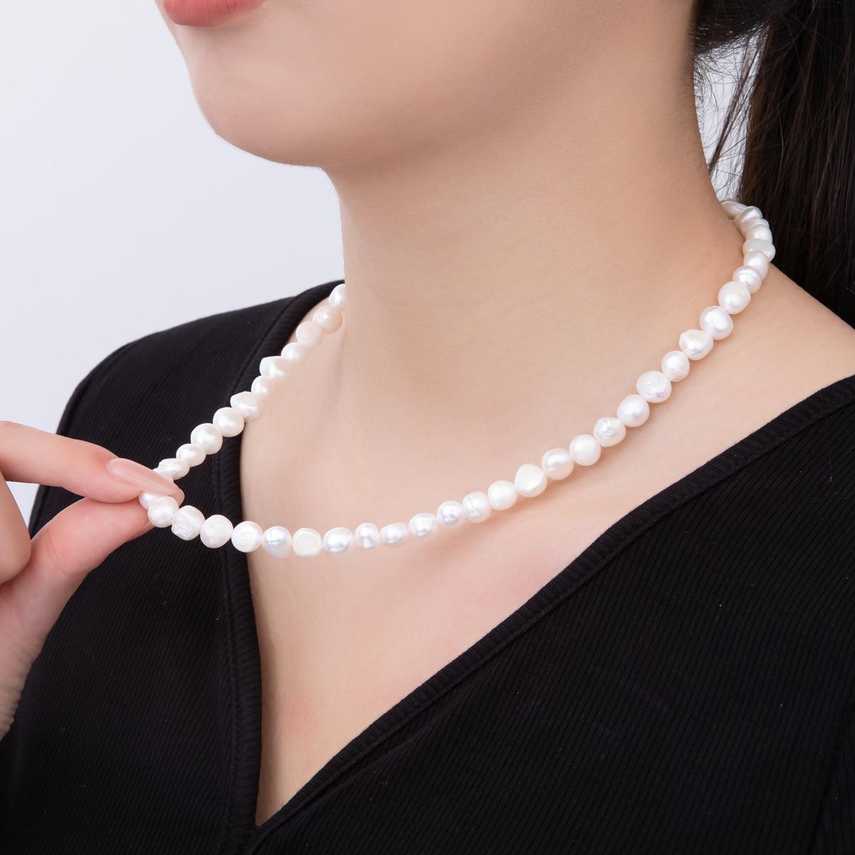 8.2mm freshwater pearl necklace Genuine White Fresh Water pearl necklace, bridal pearl necklace bridesmaid pearls wedding jewelry WA3474