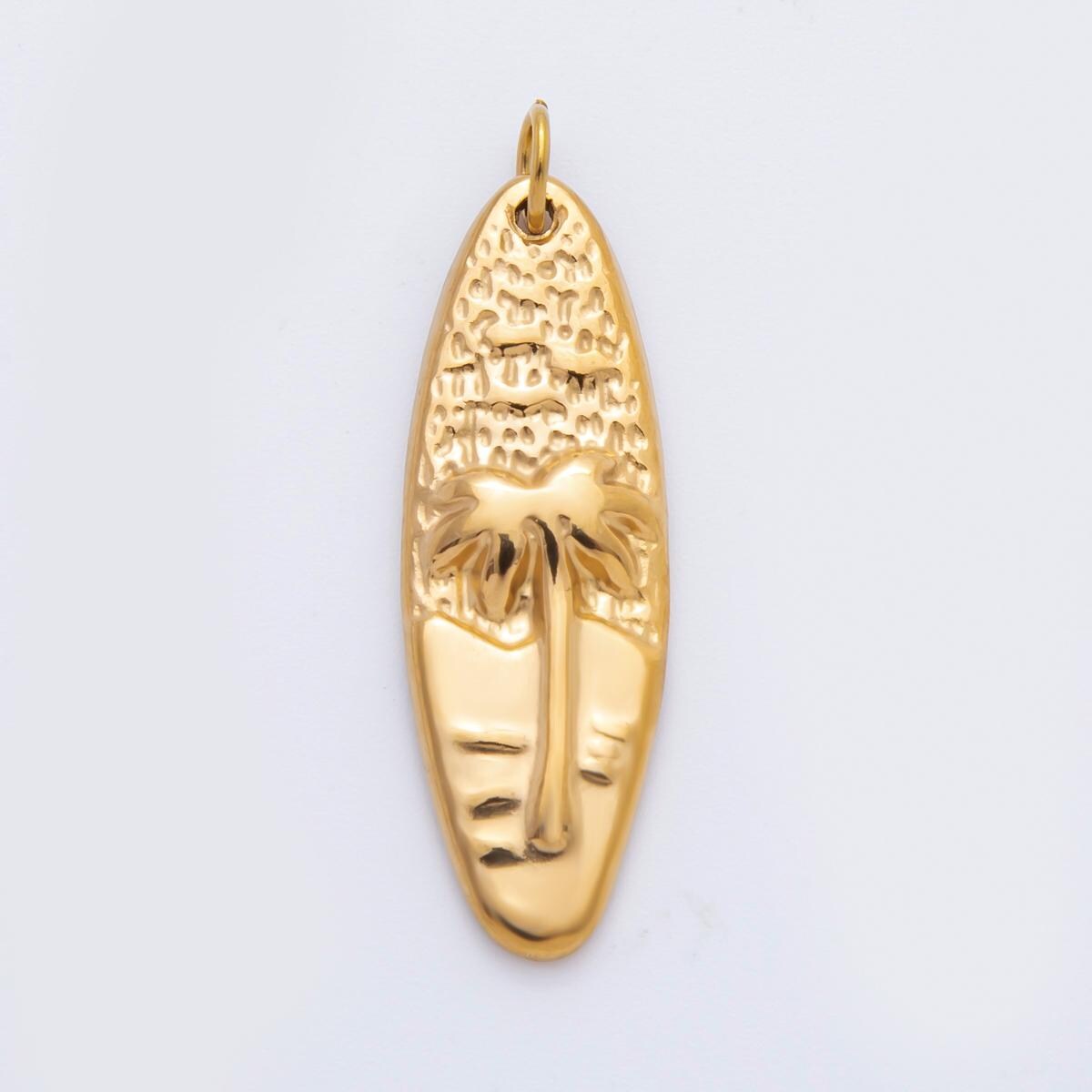 Gold Stainless steel Palm Tree Charm California Jewelry Inspired Hawaiian Surfer Pendant charm | C-066
