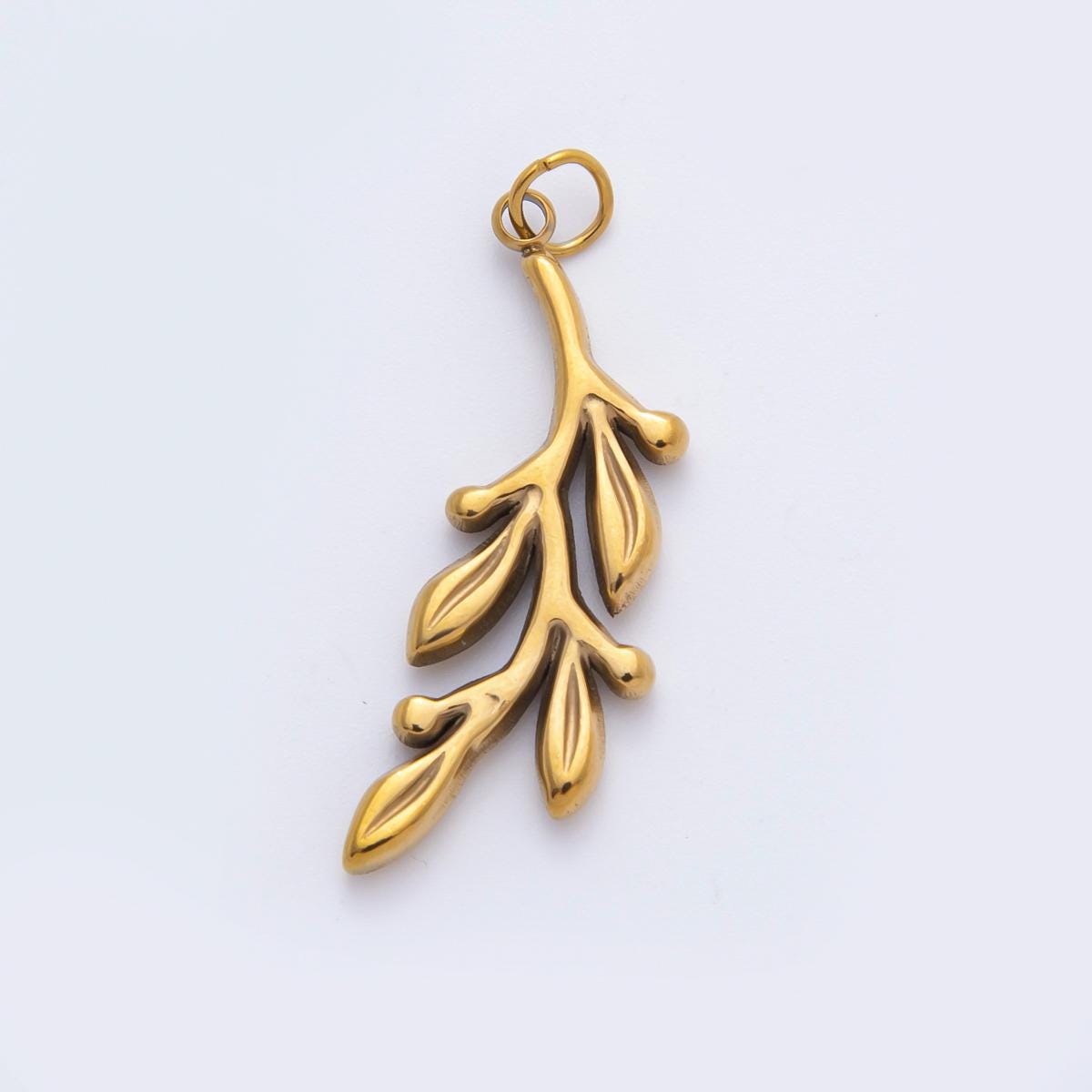 Stainless steel gold Olive Branch Charm necklace pendant Boho Floral charm for Charm Necklace Bracelet Supply C-110