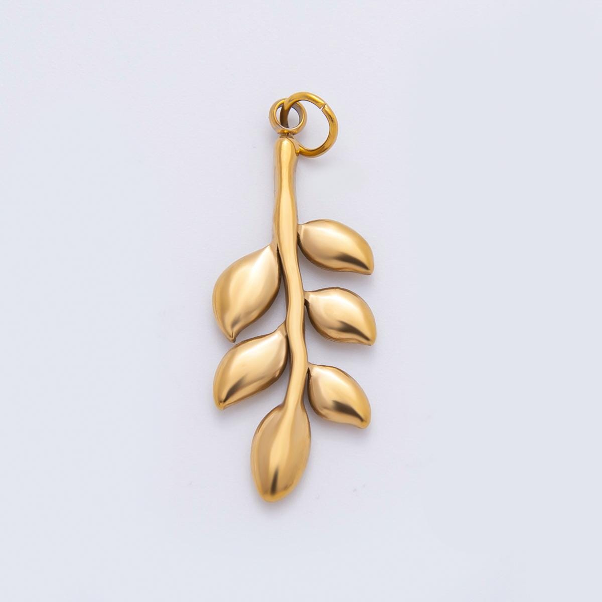 Stainless steel gold Olive Branch Charm necklace pendant Boho Floral charm for Charm Necklace Bracelet Supply C-111