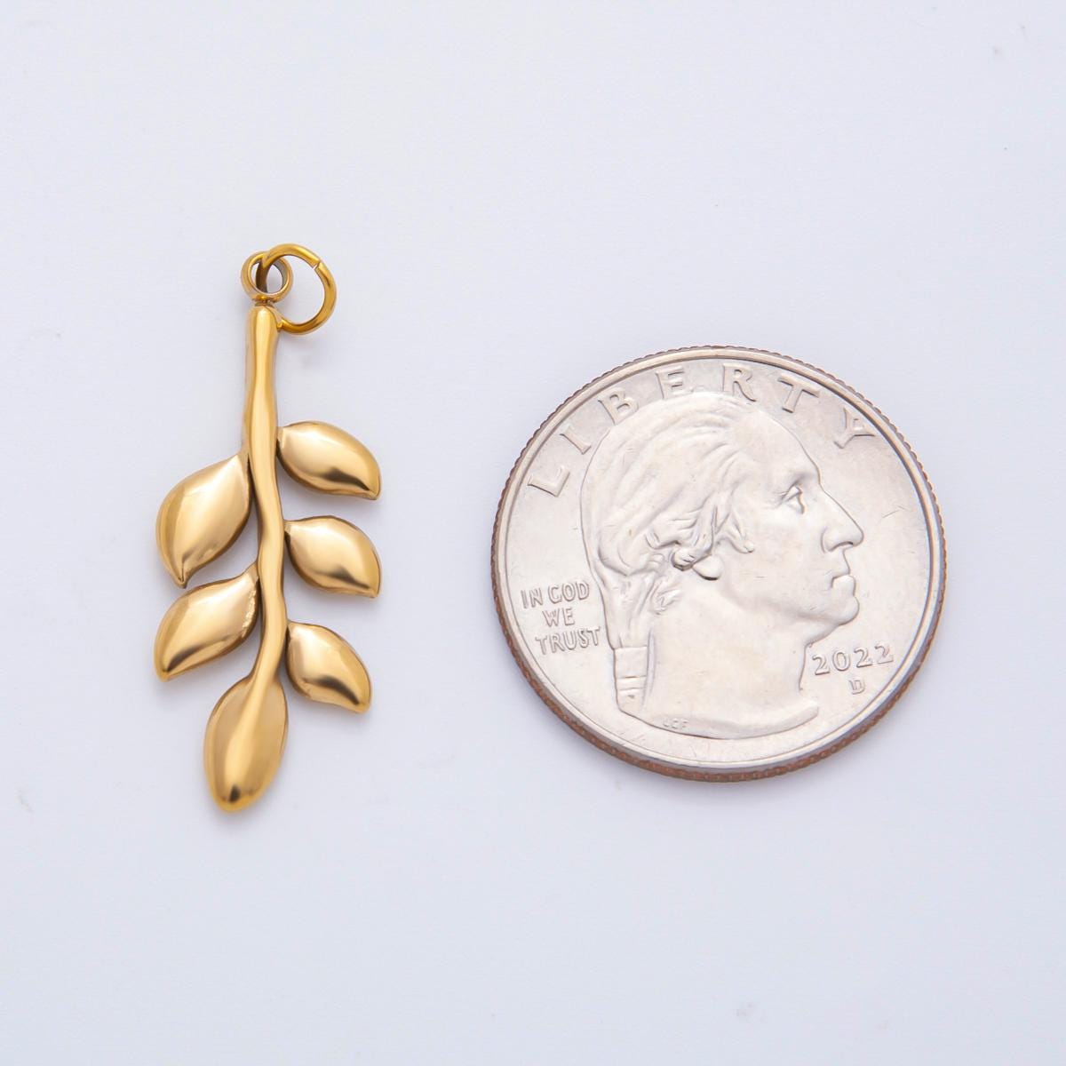 Stainless steel gold Olive Branch Charm necklace pendant Boho Floral charm for Charm Necklace Bracelet Supply C-111