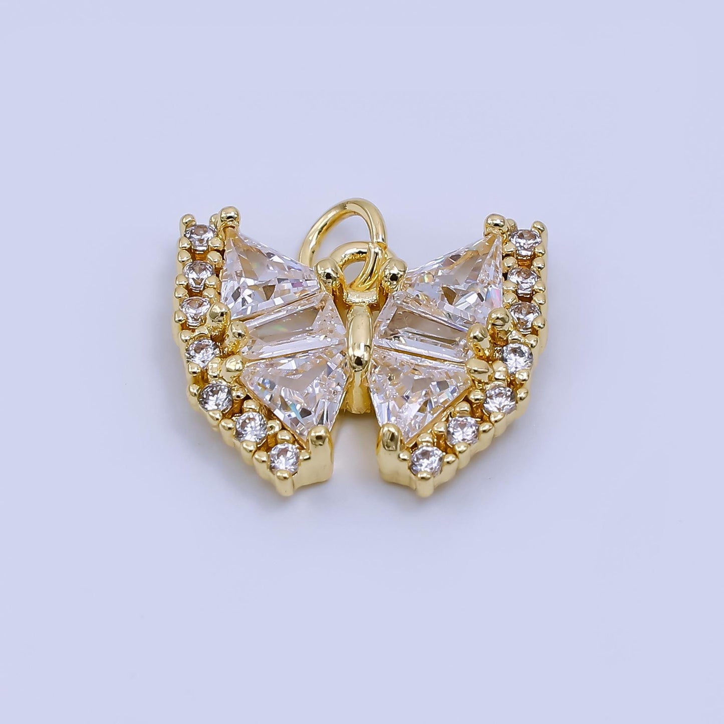 24K Gold Filled 15mm Mixed Cut CZ Mariposa Butterfly Animal Charm | AH-571