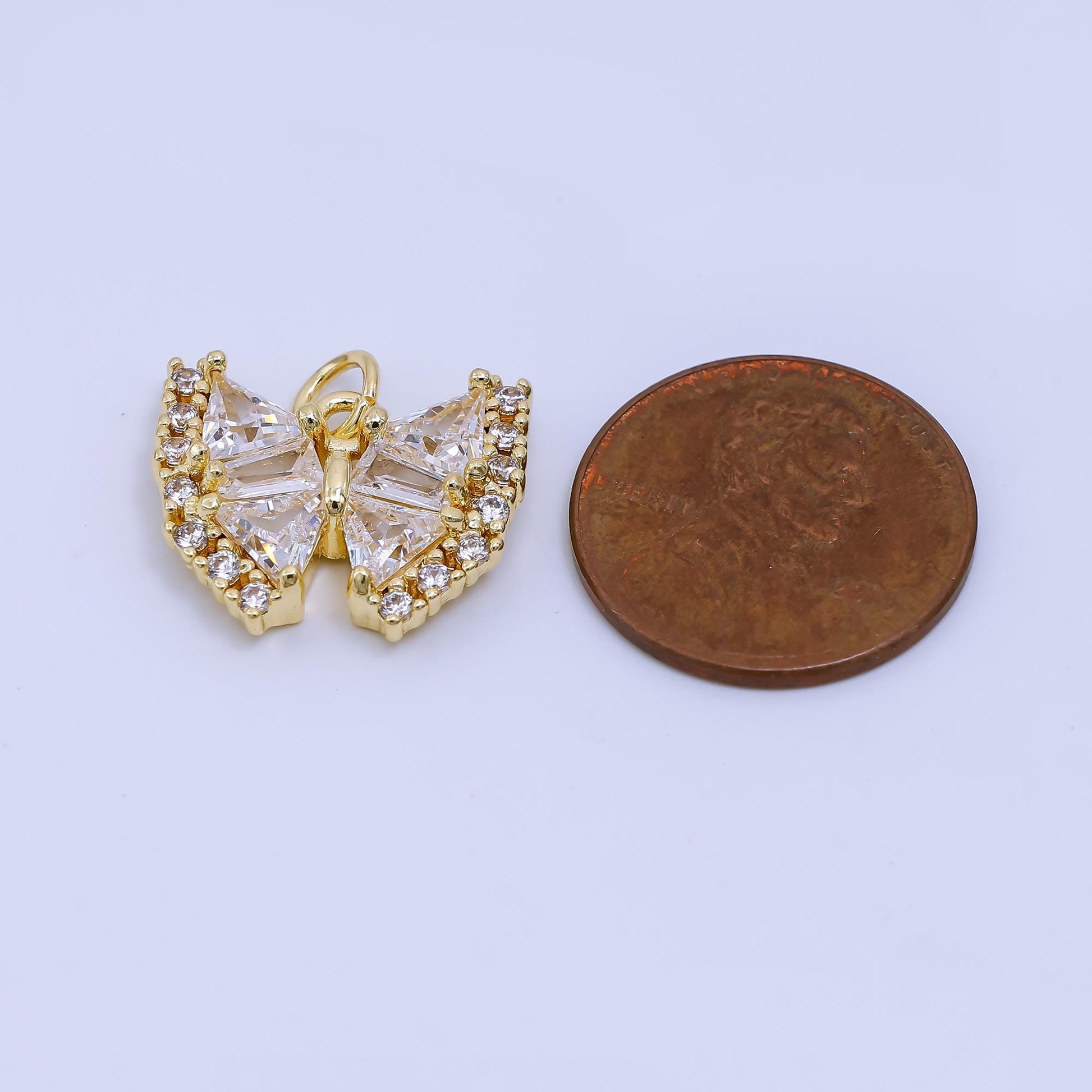 24K Gold Filled 15mm Mixed Cut CZ Mariposa Butterfly Animal Charm | AH-571