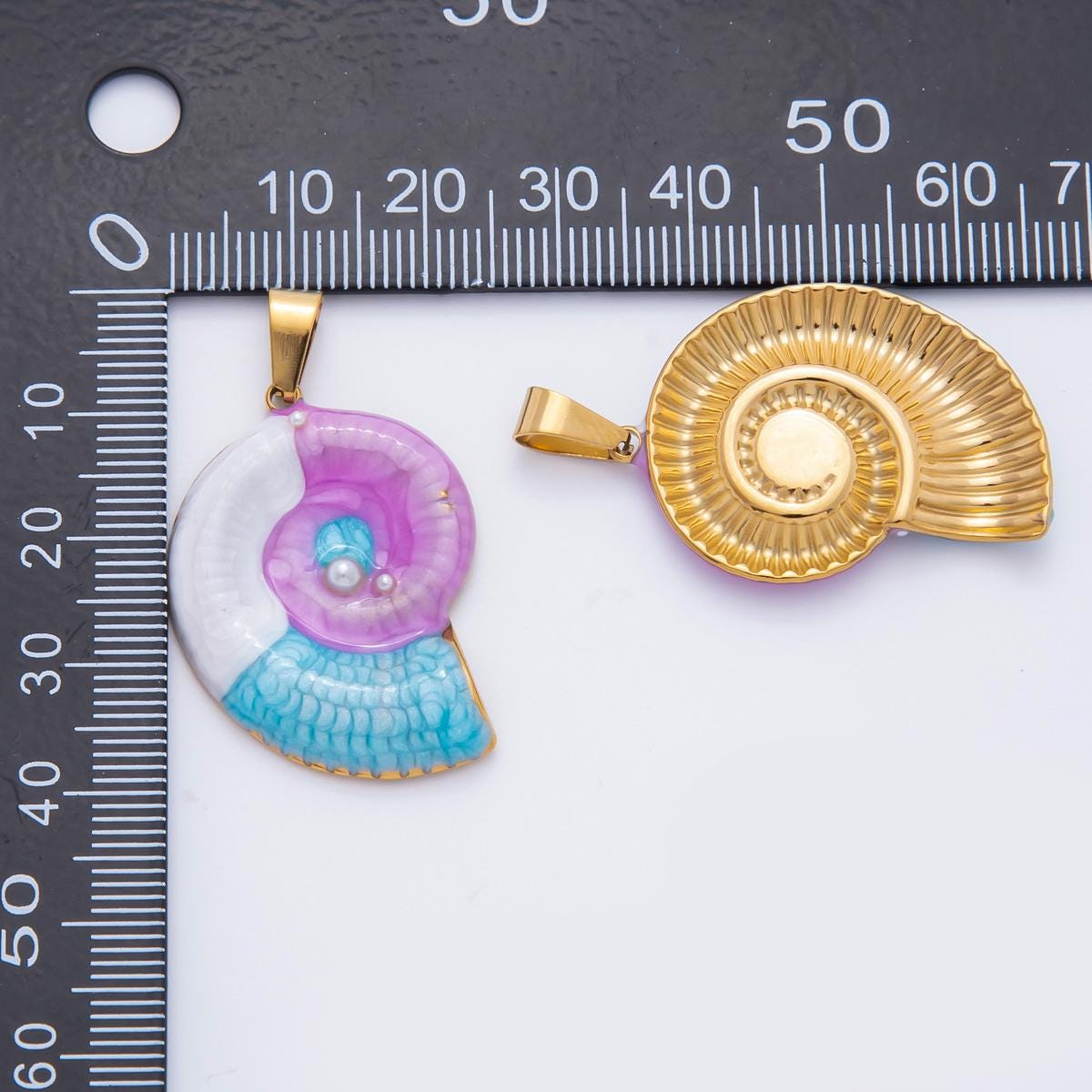PVD Gold Stainless Steel Colorful Enamel Amanite charms Ammonite Shell Shell Charm Beach Jewelry Making Supply | P-836