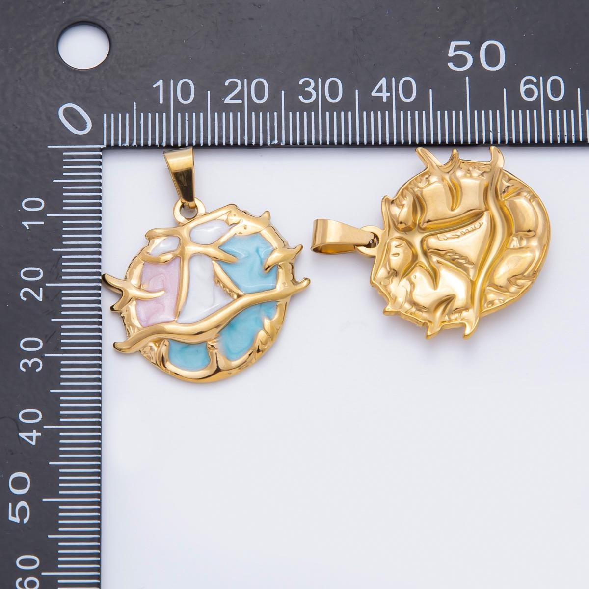 PVD Gold Stainless Steel Colorful Enamel Coral Charm Under the Sea Ocean Jewelry Making Supply | P-822